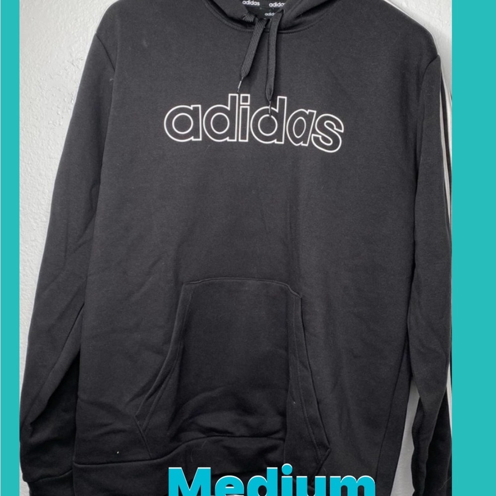 Adidas Black 3 Stripe Pullover Sweatshirt Unisex